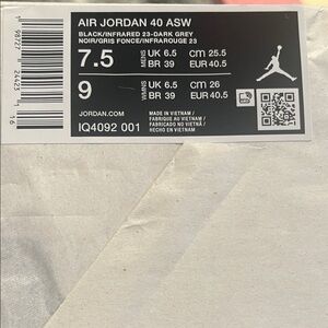Jordan Air 40 ASW Black and Infrared Athletic Shoes